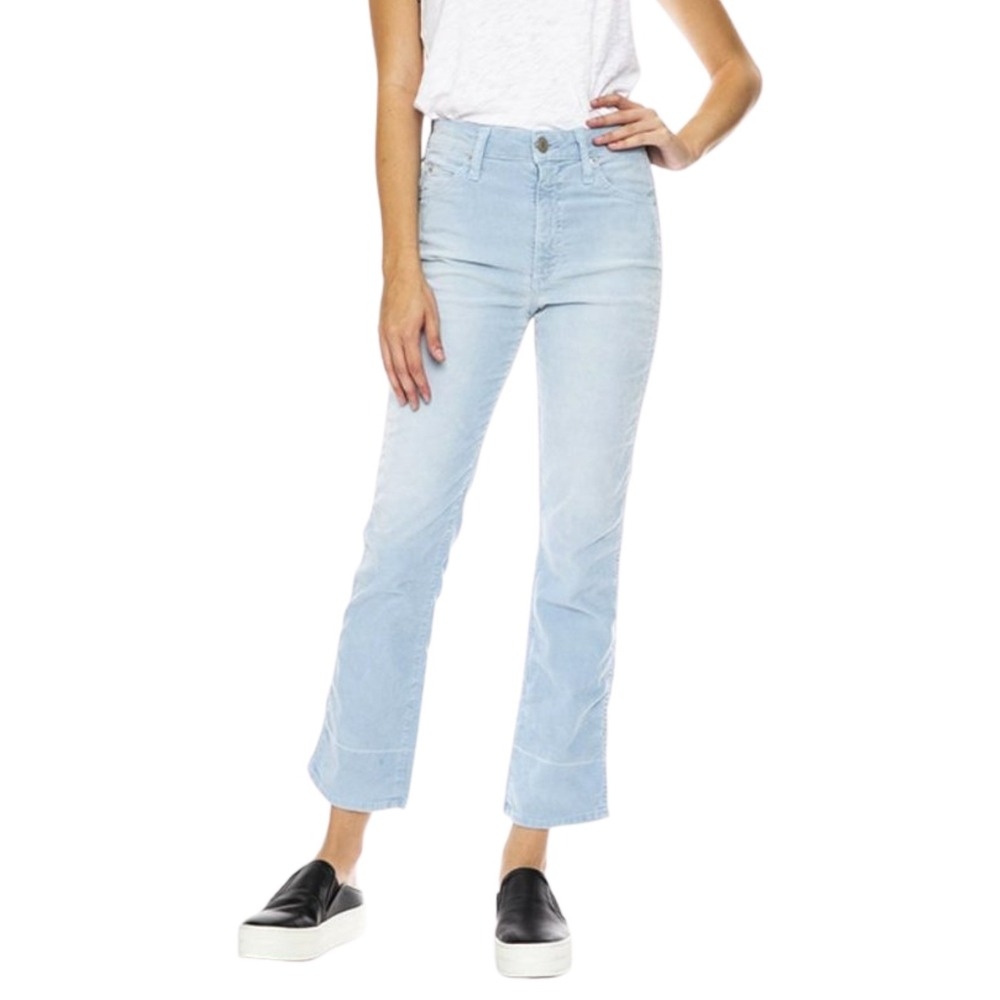 AMO Pants‎ Womens Size 27 Blue Bella Corduroy High Rise Slim Straight Cotton